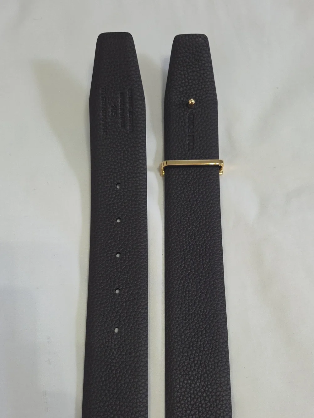 Tom Ford Reversible Brown Black Leather Belt Gold Buckle